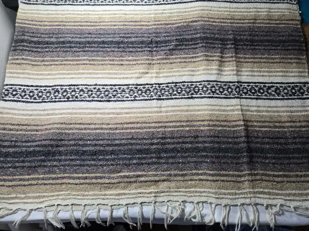 Del Mex Authentic Mexican Blanket Tan Falsa Blanket 70 x 50
